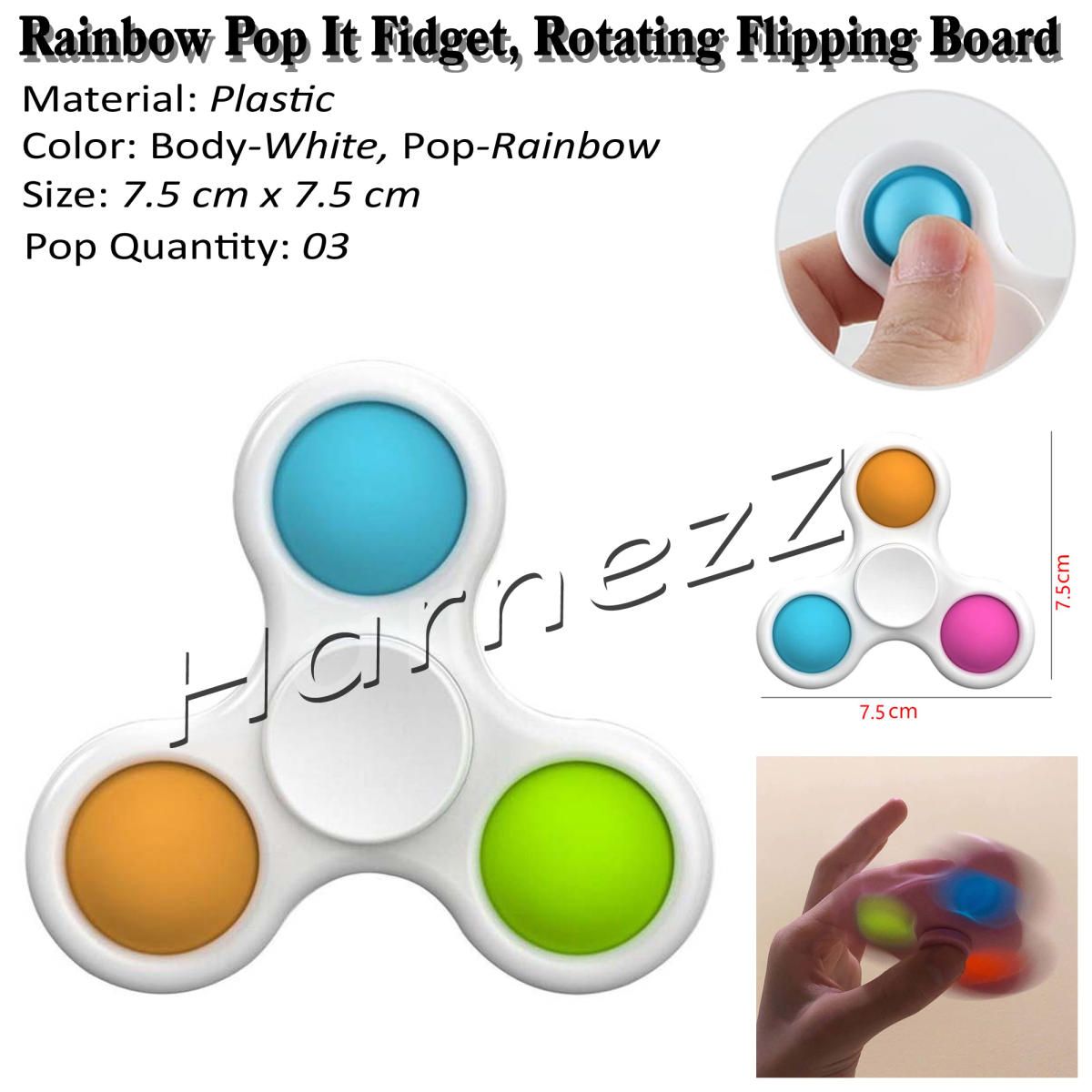 Rainbow Simple Fidget Dimple Toy, Rotating Silicone Flipping Board Toy, Spinner Keychain Stress Reliever Toy,Sensory Finger Toy Toddler Educational Toy, Handheld Mini Decompression Toy
