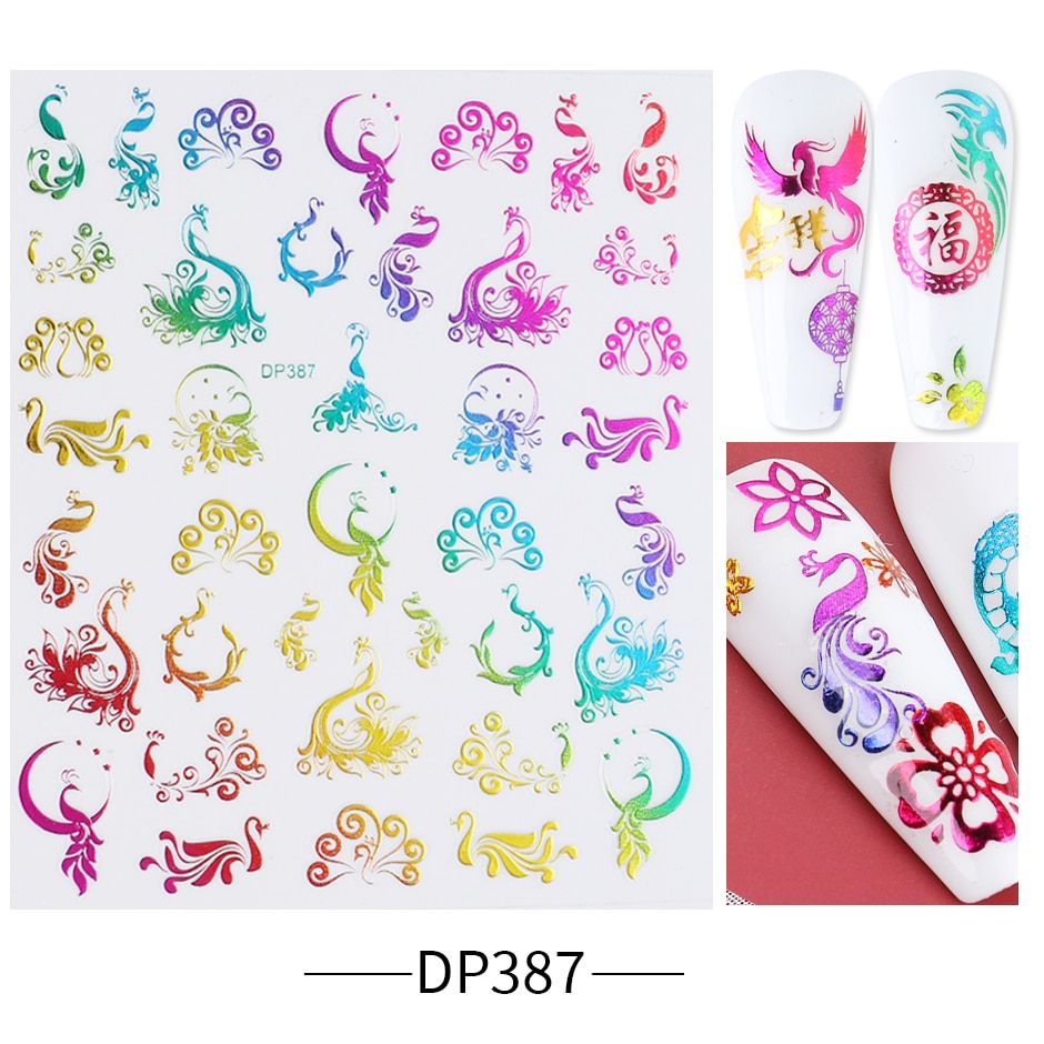 Dragon Phoenix Stickers for Nail Chinese  Year Pattern Gradient Colorful Decal Adhesive Slider Manicure Decor Set CHDP385-396