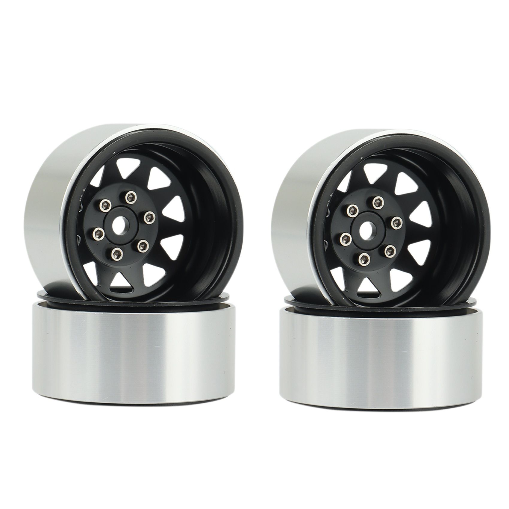 4PCS Deep Dish Wagon 1.9 Metal Beadlock Wheel Hub Rim for 1/10 RC Crawler Axial SCX10 90046 Traxxas TRX4 RC4WD D90,4
