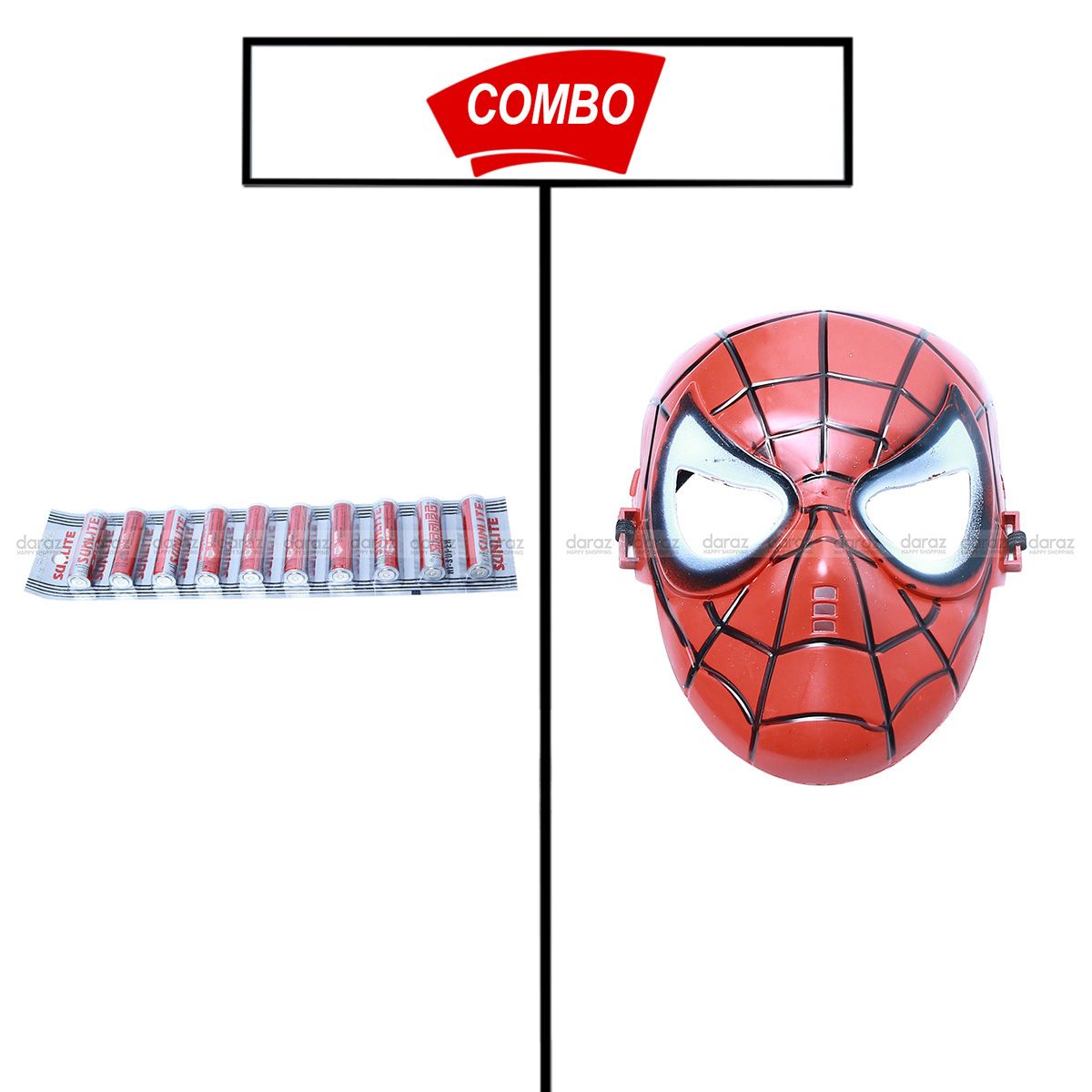 1P PCS OF BATTERY SET & SPIDER MAN COSTUME  false face COMBO