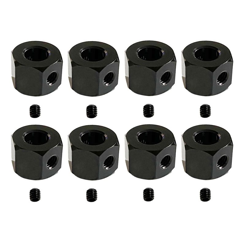 8PCS 5mm to 12mm Metal Combiner Wheel Hub Hex Adapter for WPL D12 C14 C24 B14 B16 MN D90 D91 RC Car Upgrade Parts,Black