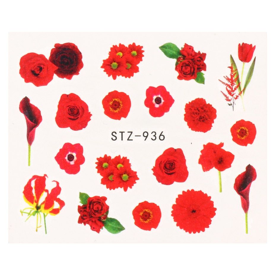 1pcs Black Floral Nail Water Transfer Stickers Decals Flowers Leaves Decorations Designs Nail Art Sliders Manicure TRSTZ880-902