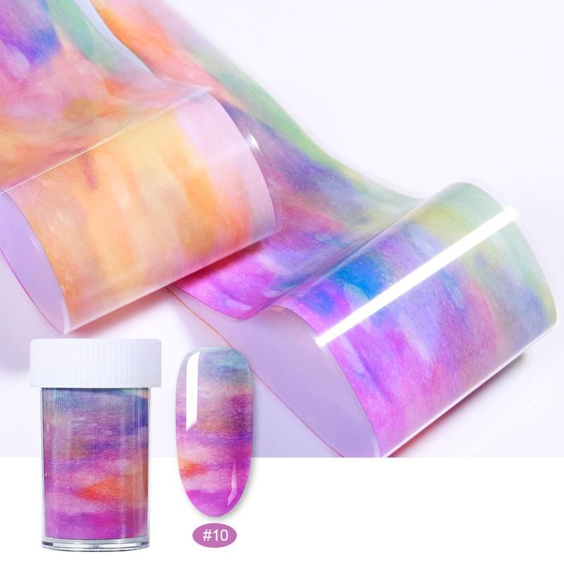 1Roll/box Nail Foils Marble Design Colourful Star Transfer Paper Polish Adhesive Sticker Nail Art Decor Summer Sliders