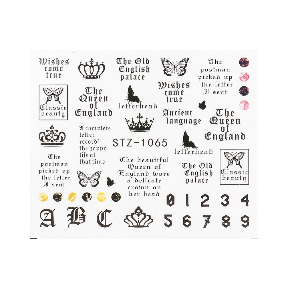 Cool Snake Water Decals Nail Art Stickers Black Romantic Letter Drawing Sliders For Nails DIY Nails Accessories LESTZ1050-1065