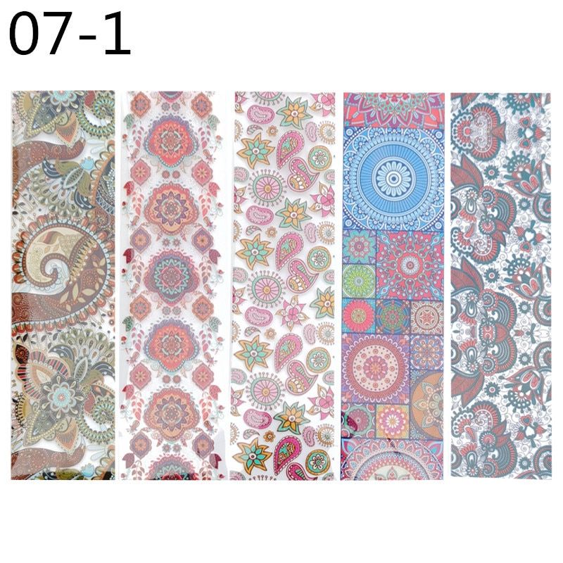 5PCS Colorful Flowers/Butterfly  Stickers On Nails Foil Transfer Starry Sky Summer Sliders For Manicure Nail Art Decals