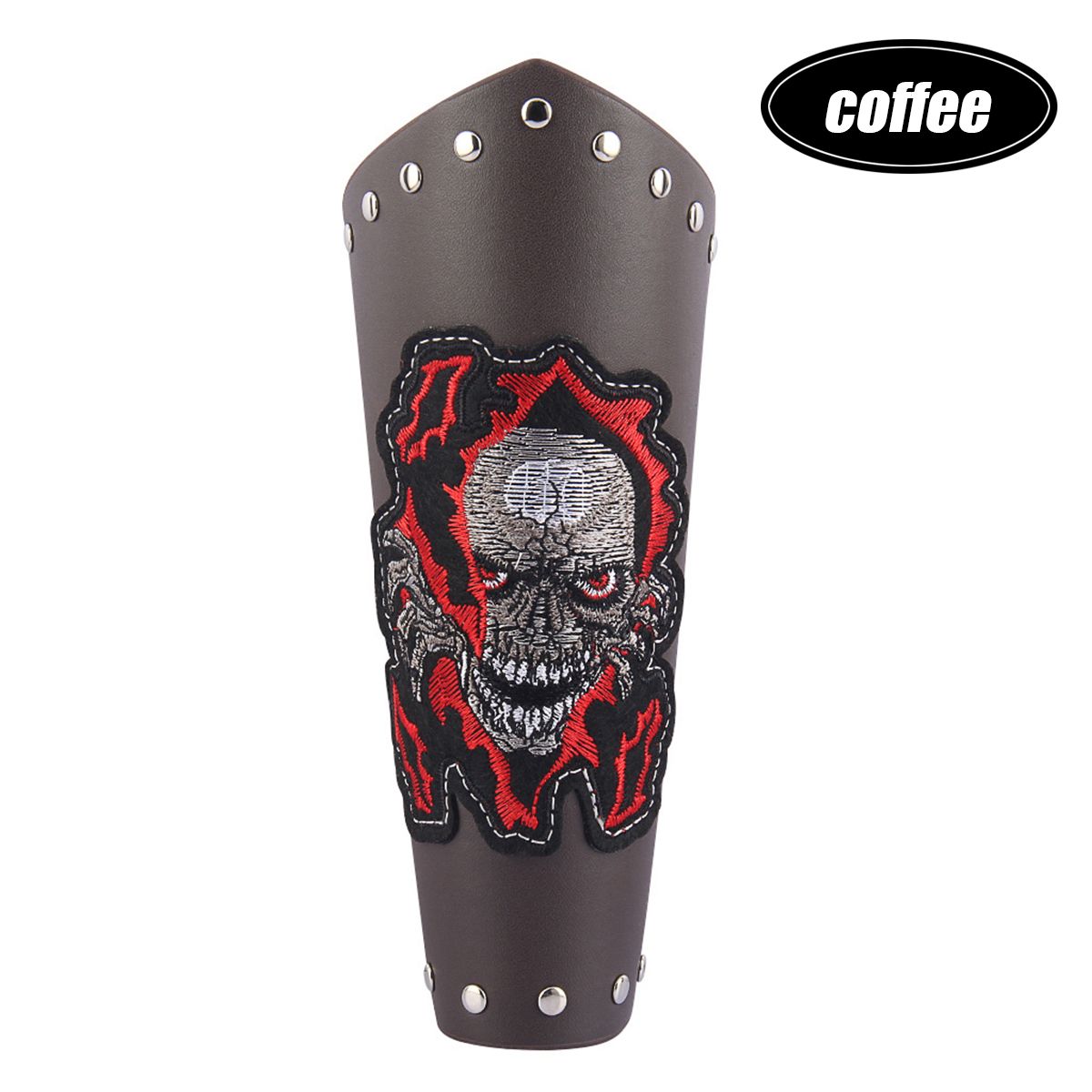 1PC Cosplay Props SteamPunk Leather Bracer  Halloween Costume Warrior Arm Armor Wristband Skull Pirate(NOT a pair)