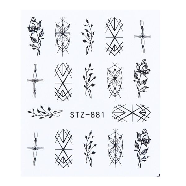 1pcs Black Nail Decals Water Nail Stickers Abstract Face Animals Design Nail Art Slider Wraps Decorations Sticker NFSTZ651-653-1