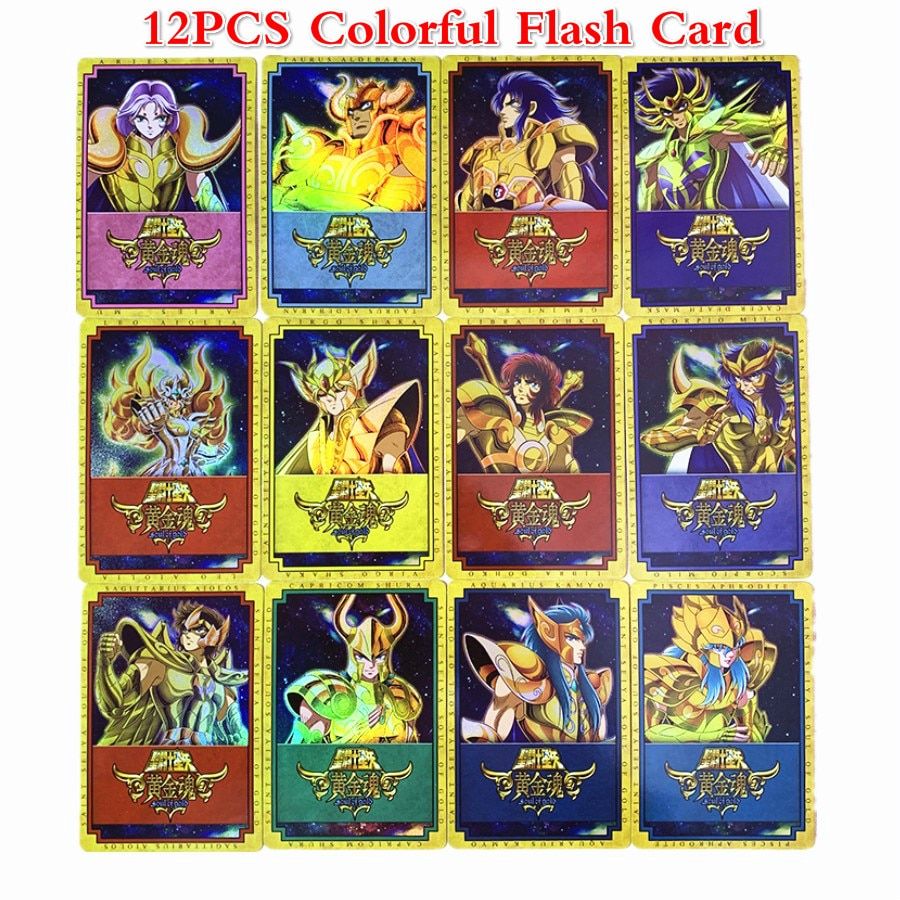 12pcs/set Saint Seiya Soul of Gold Refraction Process Toys Hobbies Hobby Collectibles Game Collection Anime Cards