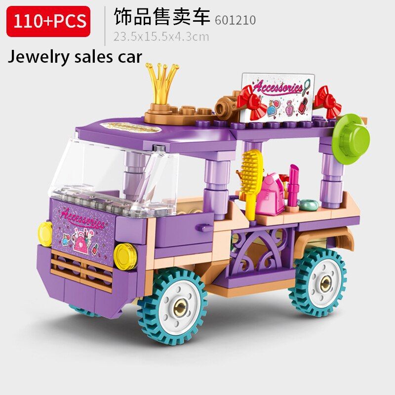 Mini City Street Toy Shop Building Block Ice Cream Burger Car DIY Bricks Children Educational Toys City Street View Kids Gift