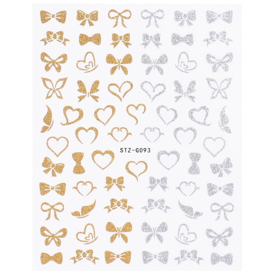 Gold Silver Glitter Star 3D Decals Nail Art Sticker Butterfly Rose Valentine Slider Polish Accessories Manicure LYSTZG084-103