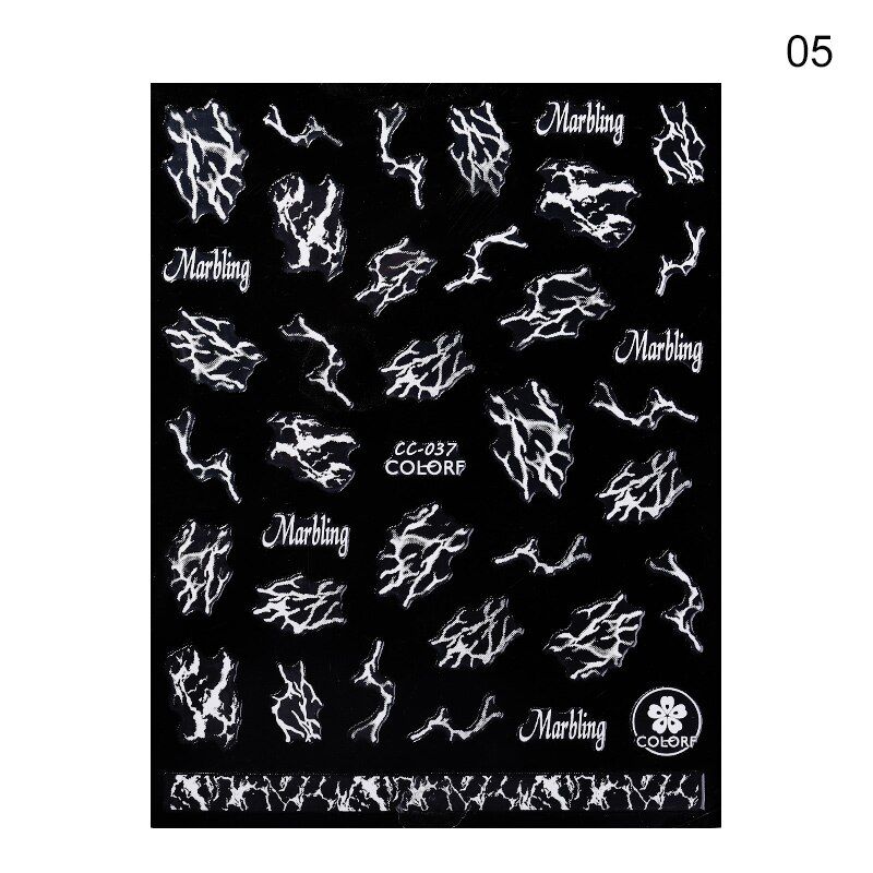 1 Sheet 3D Nail Sticker Summer Simple Black Series Butterfly Colorful Flower And Leaf Pattern Nail Decal Stickers Decorations