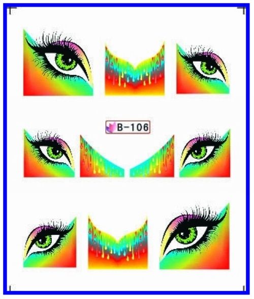 UPRETTEGO NAIL ART BEAUTY WATER DECAL SLIDER NAIL STICKER PEACOCK FEATHER LADY GIRL FLOWER FRENCH SMILE B100-110