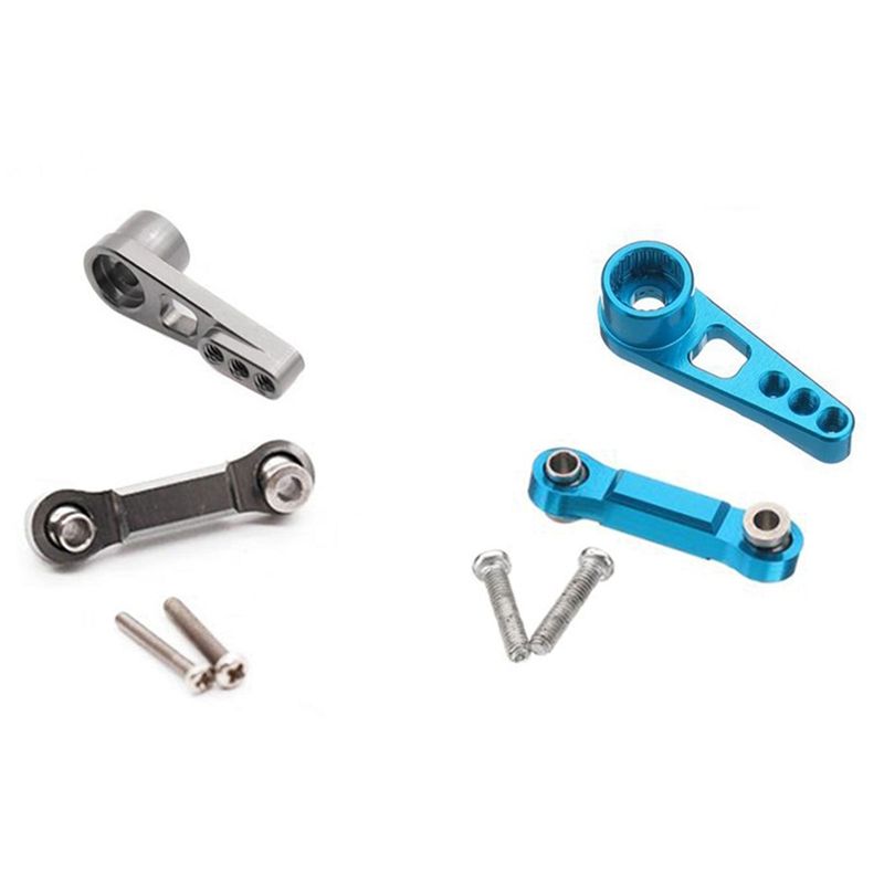 2 Set 25T Servo Arm Horn Servo Pull Rod for WLtoys A959 A959-B A949 A969 A979 RC Car Upgrade Parts,Grey & Blue