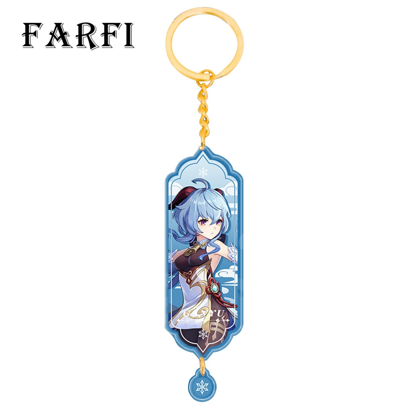Farfi Key Pendant Clear Printing Mini Genshin Impact Figure Key Ring