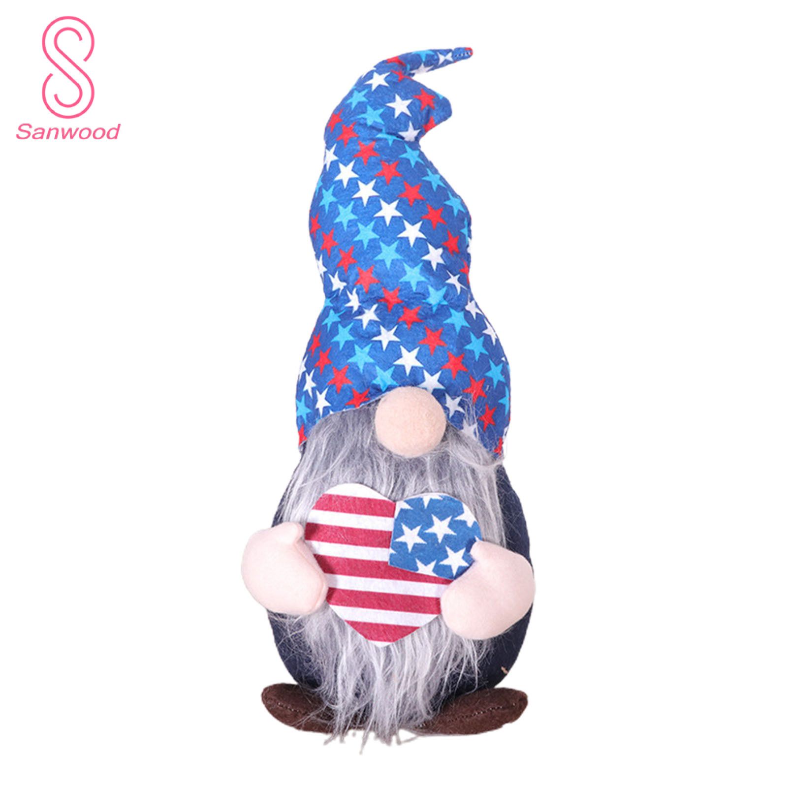 Plush Doll Five-pointed Star Pattern Decorative Exquisite Faceless Gnomes Old Man Doll for American Independence Day