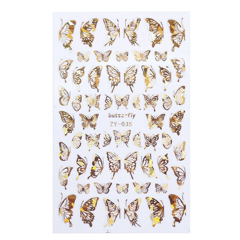 3D Holographic Butterfly  Nail Art Stickers Adhesive Sliders DIY Laser Butterfly Nail Transfe Decals Wrap Foils Nail Decorations