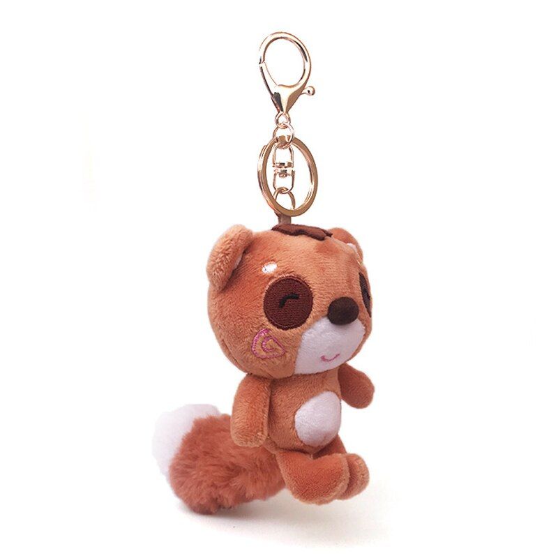 Cute Cartoon Soft Animal Plush Keychain Toy Bulldog Tiger Bear Elephant Dinosaur Deer Rabbit Raccoon Hairy Shark Cute Plush Gift