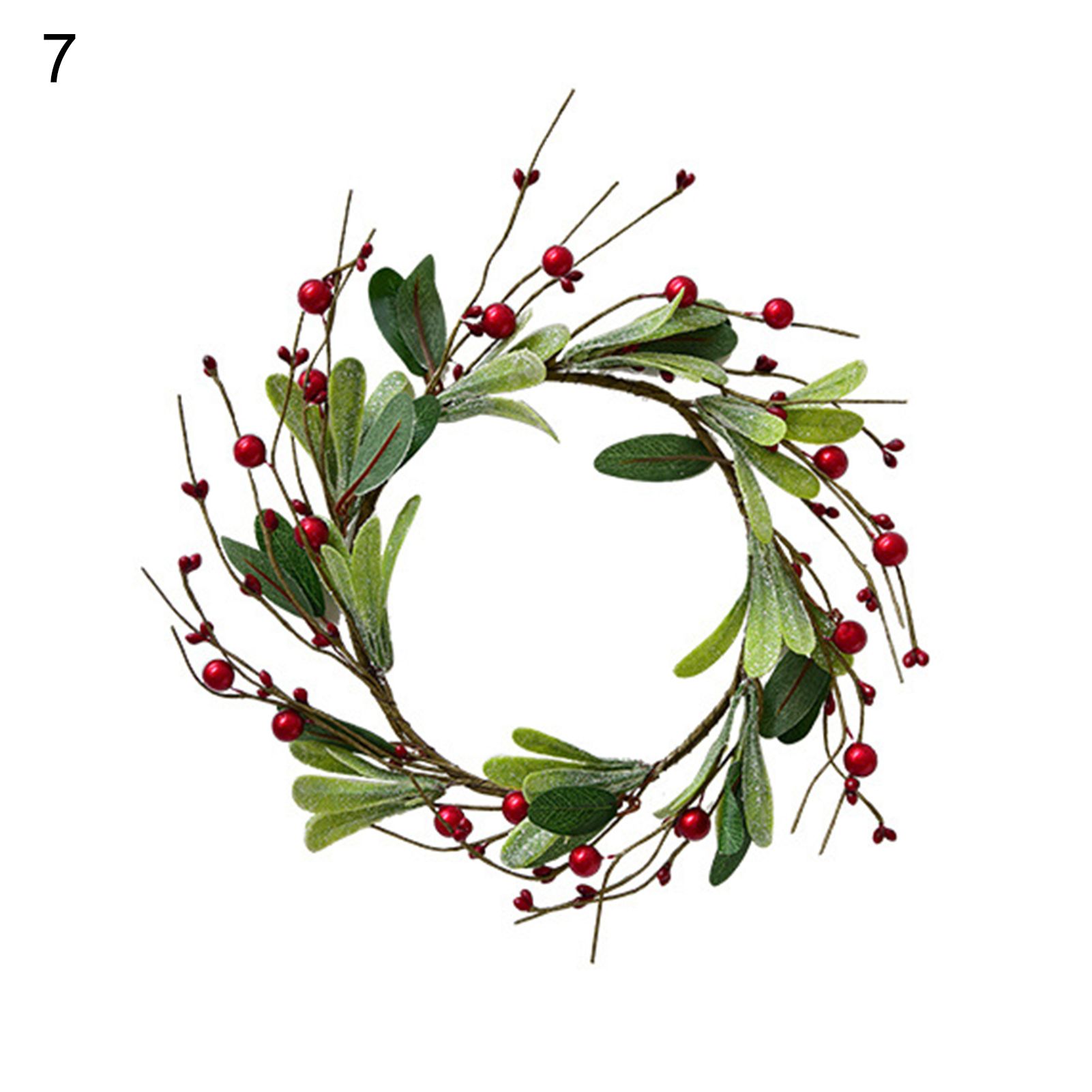 Christmas Wreath Multi-purpose Xmas Themed Fake Garland with Red Berries