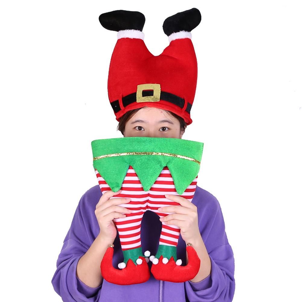 Christmas Hat Upside-down Santa Claus pants Funny Hat Party Accessory for Children Adults