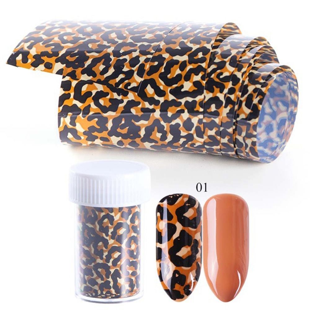 4/10Pcs Nails Stickers Foils Leopard Print Starry Sky Wraps Transfer Decals Polishing Sliders Wrap Tools Decor Nails Accessories