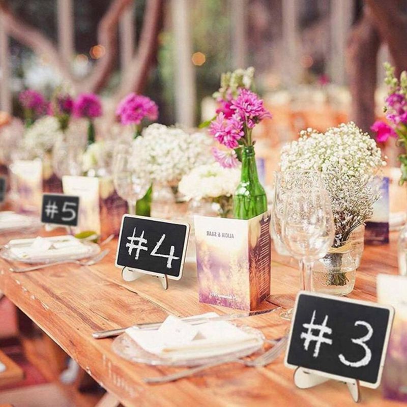 Chalkboard Label, 10 Pack Wooden Blackboard for Wedding Place Cards