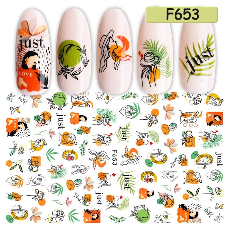 Summer Fruits Nail Art Stickers Watermelon Strawberry Lemon Leaf Sliders For Nails Self-adhesive Manicure Accessory BEF644-653-1