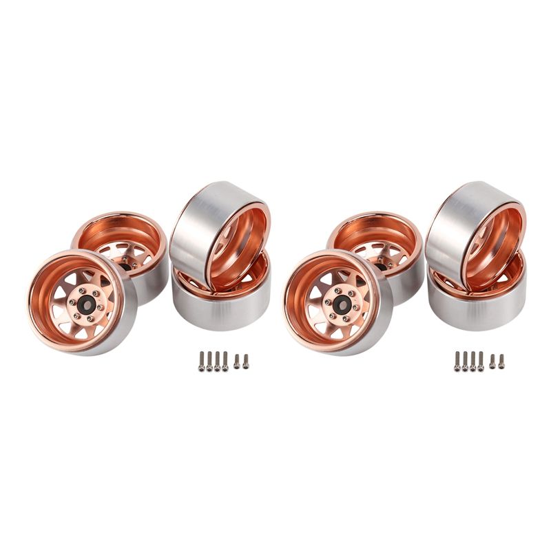 8PCS Deep Dish Wagon 1.9 Metal Beadlock Wheel Hub Rim for 1/10 RC Crawler Axial SCX10 90046 Traxxas TRX4 RC4WD D90,3