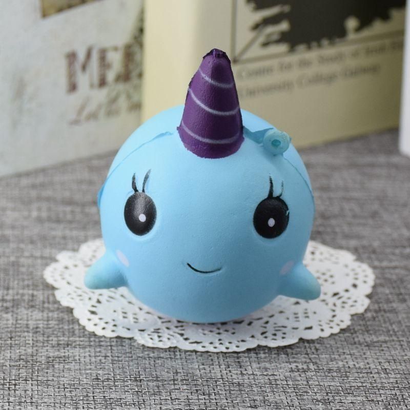Squishy Narwhal Uni Toys Games Whale Blue 11cm Slow Rising Anti Stress Squeeze Gift Toys -