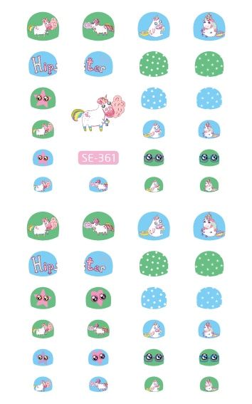 DIY Manicure Nail Decorations Girl/Childeren Nail stickers Rainbow Unicorn Design Nail decals self-adhesive 3D nail art stickers