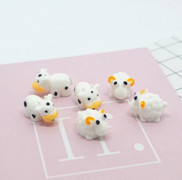 7Pcs/Lot Cow Little Sheep Diy Lizun Slime Supplies Accessories For Slime Filler Miniature Resin Kids Polymer Plasticine Gift