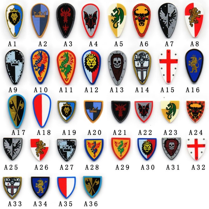 Medieval Rome Castle Knights Accessories Figures Shield Spartacus Soldier Crusader Dragon Cavalry Weapon MOC Building Blocks Toy