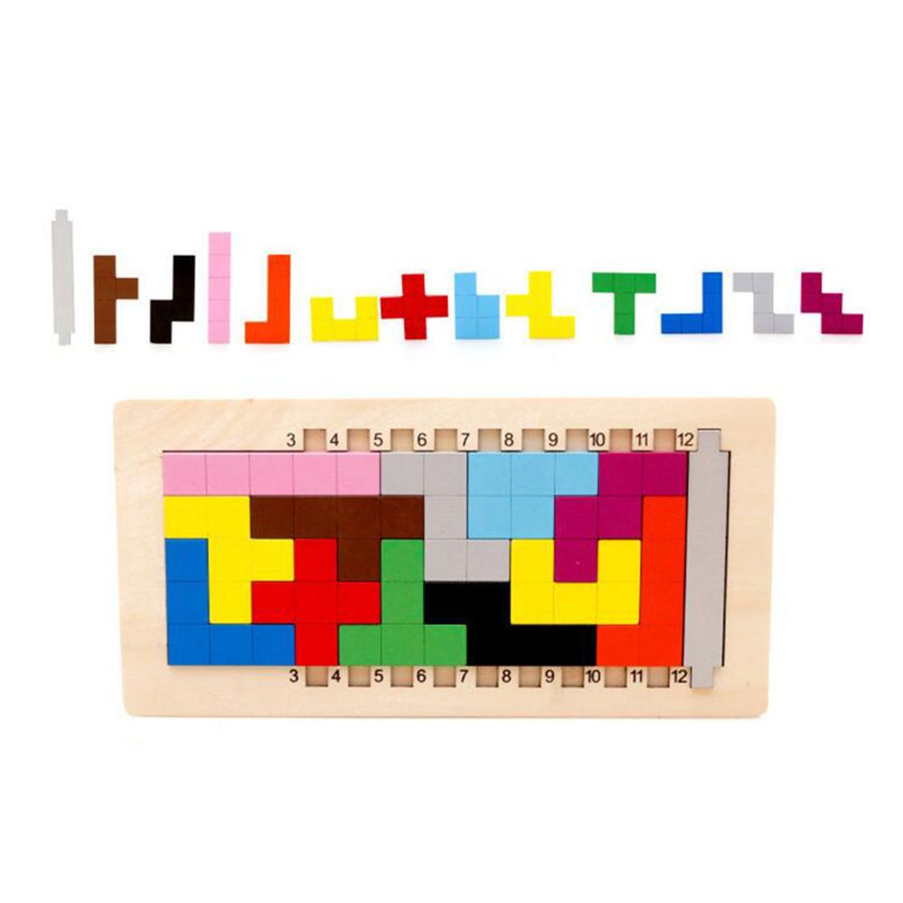 Wooden Tangram Board 3D Wooden Jigsaw Puzzle Game Educational Kids Toy Gift