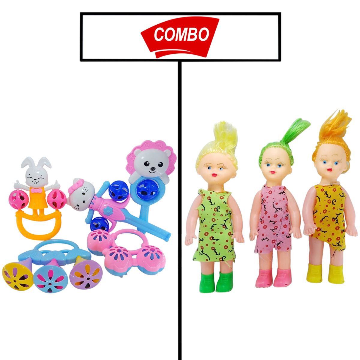 JHUN-JHUNI TOYS SET & BARBIE TOYS COMBO PACK FOR YOUR KIDS