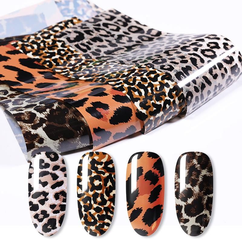 Sparkly Nail Foils Stickers Animal Grain Nail Transfer Sticker Leopard Print Snake Pattern Nails Art DIY Decals Decoration