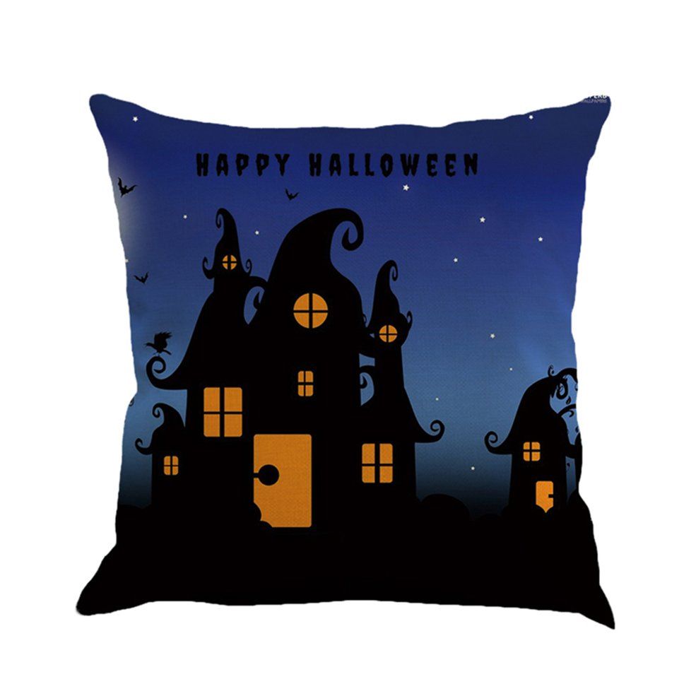 Halloween Night Pumpkin Letter Printed Cushion Cover Linen Cotton Pillowcase
