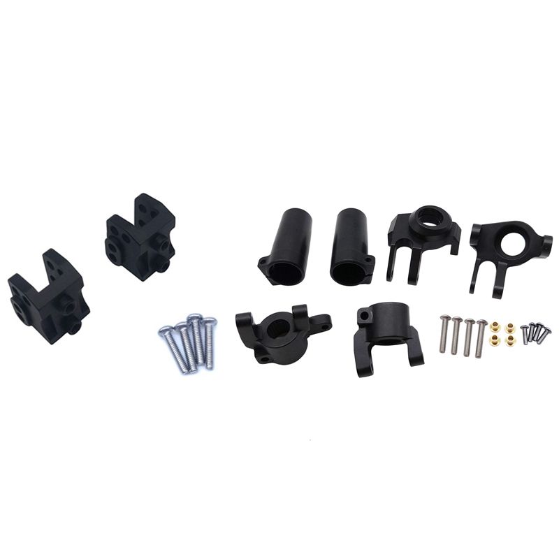 1 Set Front Rear Lower Shock Linkage Link Mount & 1 Set Front Steering Knuckles, Rear Axle Lock Out SET (Black)