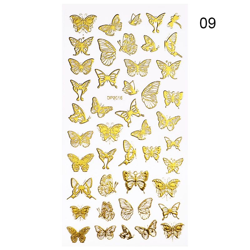 3D Nail Sticker Colorful Butterfly Design Transfer Nail Sticker Paper Beautiful Nail Decals Decoration Nail Art Accessories