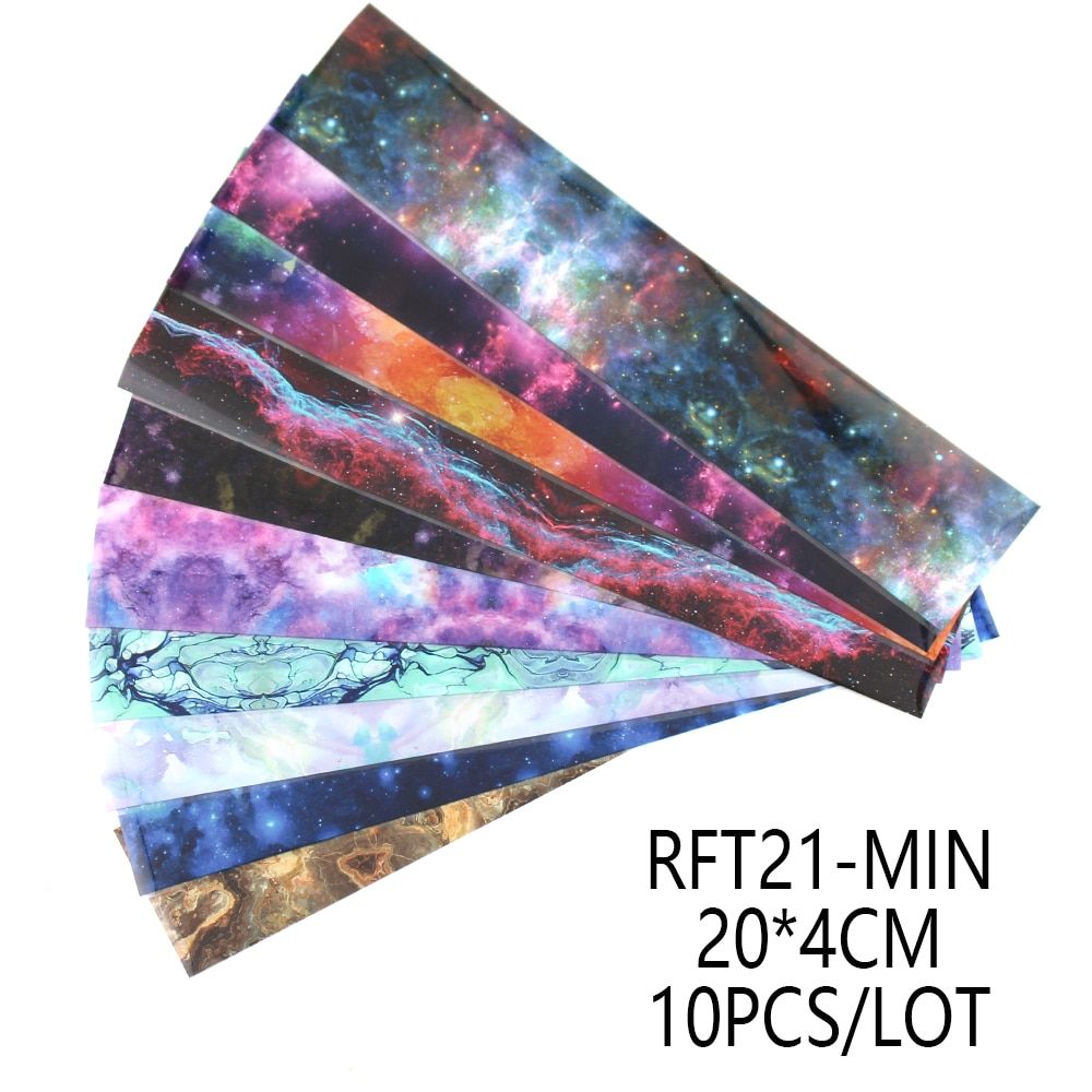 ERUIKA 10 Types Holographic Starry Sky Decal Sticker for Nails Transfer Foils Slider Wraps DIY Flexible Adhesive Nail Art Decor
