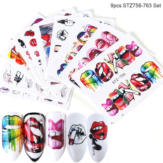 25pcs/Set Halloween Nail Stickers Water Decals Skull Bone Black Nail Art Transfer Slider Foils Manicure Decorations TRSTZ731-755