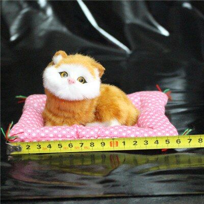 Car Ornaments Simulation Plush Cat Doll Electric Mew Sound Automobile Dashboard Decoration Kitten Toys Cute Decor Accessories