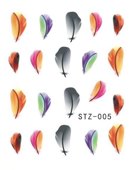 1pcs Beautiful Black White Feather Nail Art Decal Stickers Fashion Tips Decoration Watermark Nail Art Decor Tool TRBLE892/STZ