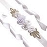 Rose Flower Faux Pearl Rhinestone Women Bride Dress Belt Girdle Waist Band Decor