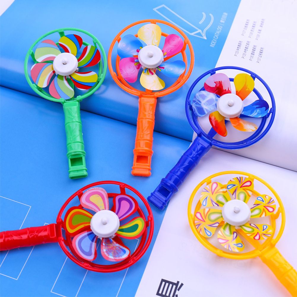 5Pcs Children Coloful Windmill Whistle Musical Developmental Toy Party Props