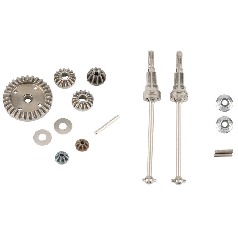 2 Set RC Car Part: 1 Set Metal Front Drive Shaft M16105 & 1 Set Metal Differential Driving Gears