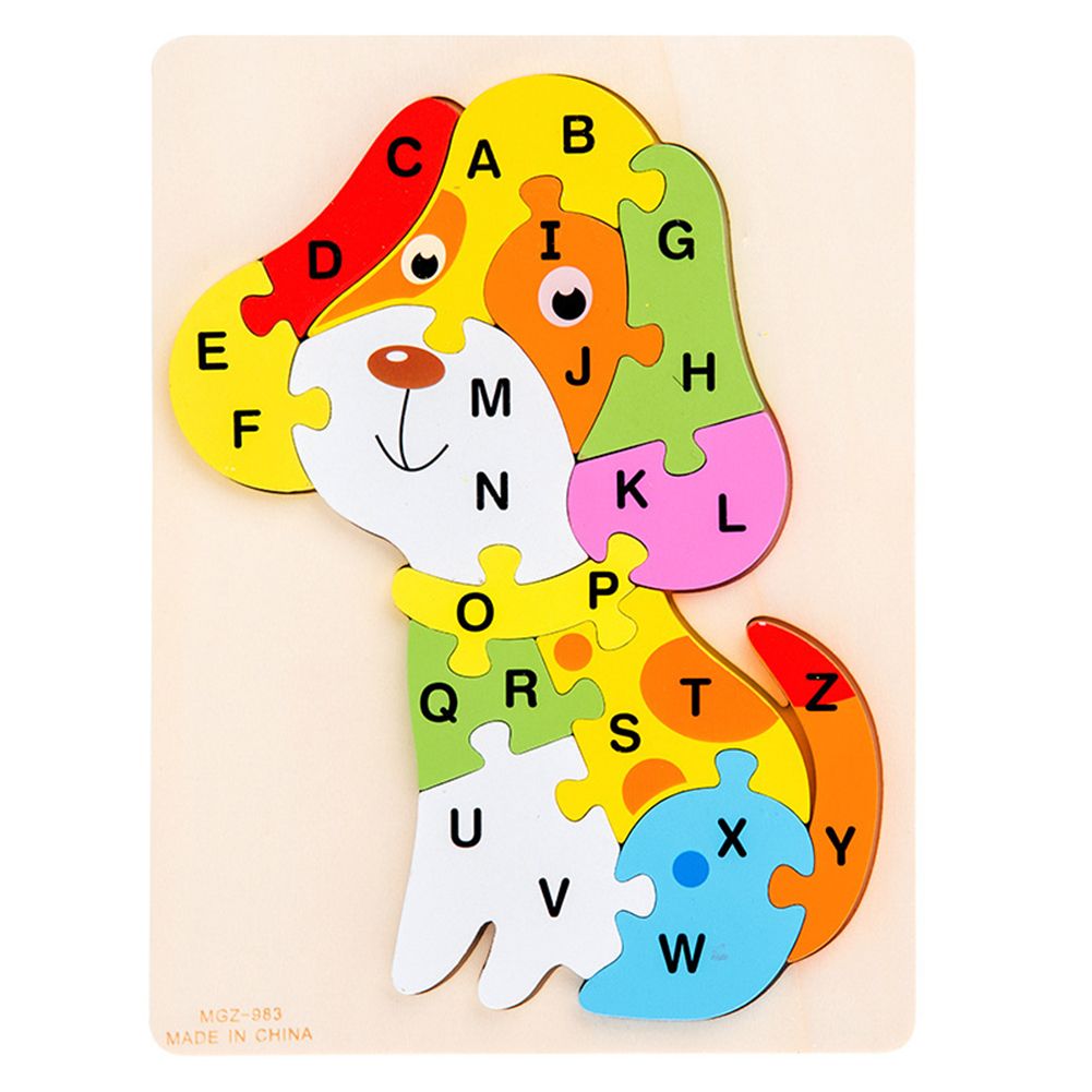 Wooden Animal Horse Rabbit Dog Letter Jigsaw Puzzle Block Children Toddler Toy