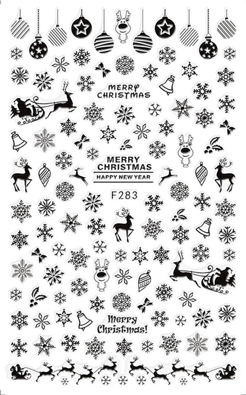 New Arrive self-adhesive Christmas nail sticker decals for nail art decorations snowflake manicure fake nails accessories tool F