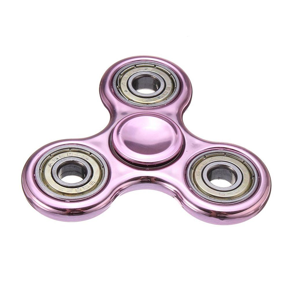 Aluminum Tri-Spinner Fidget Toy Ceramic Ball EDC Hand Finger Spinner Desk Focus Rose Gold