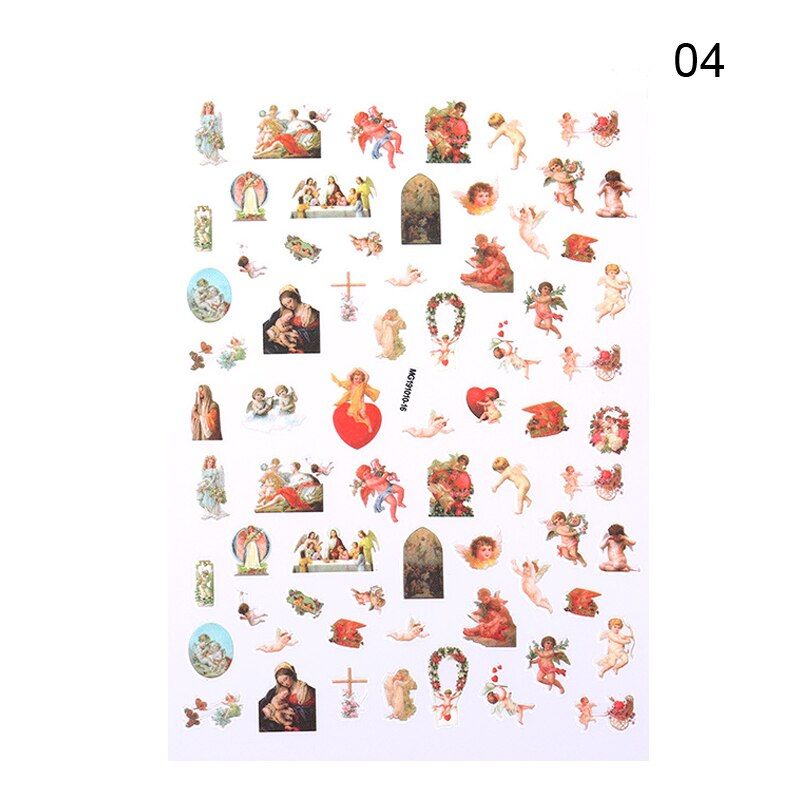 1 Pcs 3D Angel Pattern Nail Sticker Angel Flower Design Adhensive Transfer Decals Nail Art Decoration Slider Paper Tips