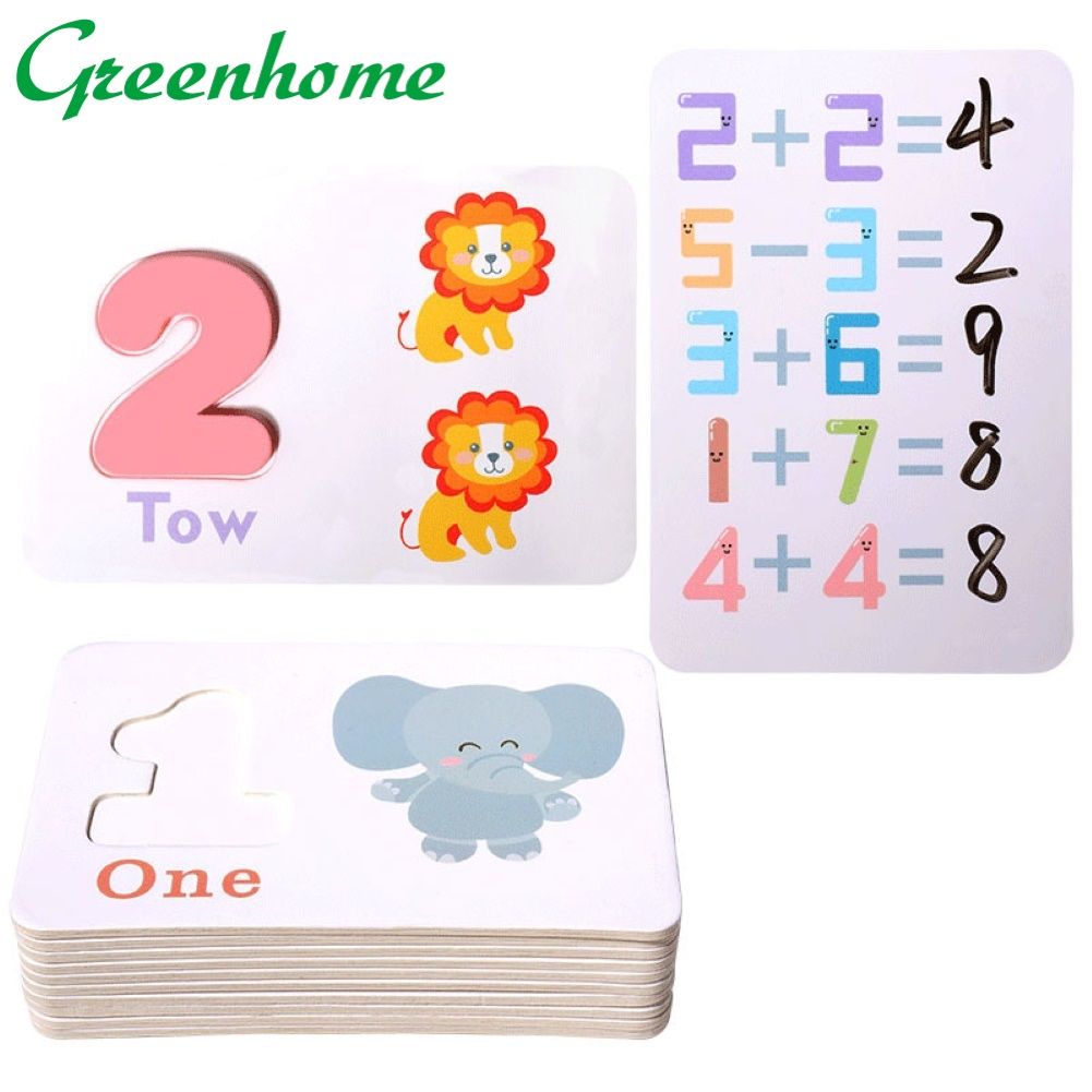 Greenhome Kids Wooden Arithmetic Cards Sticks Number Blocks Mathematics Learning Toy Set