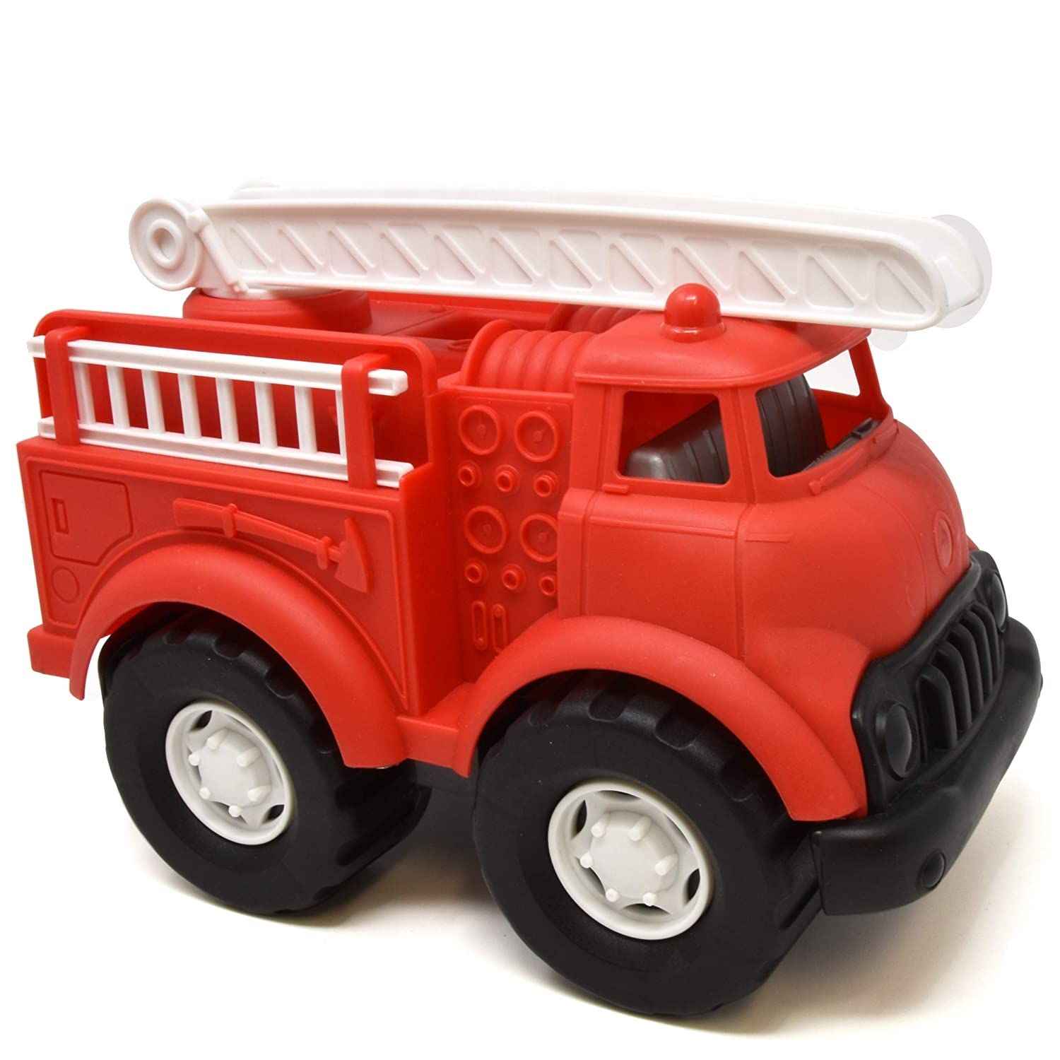 Big Plastic Toy Fire Truck for Toddlers Boys and Girls Fireman Engine Vehicle with Rescue Ladders for Indoor and Outdoor Imaginative Play- Red